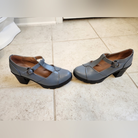 DADAWEN Womens Blue T-Strap Platform Mid-Heel Square Toe Oxfords Dress Shoes 6.5 - Picture 2 of 7